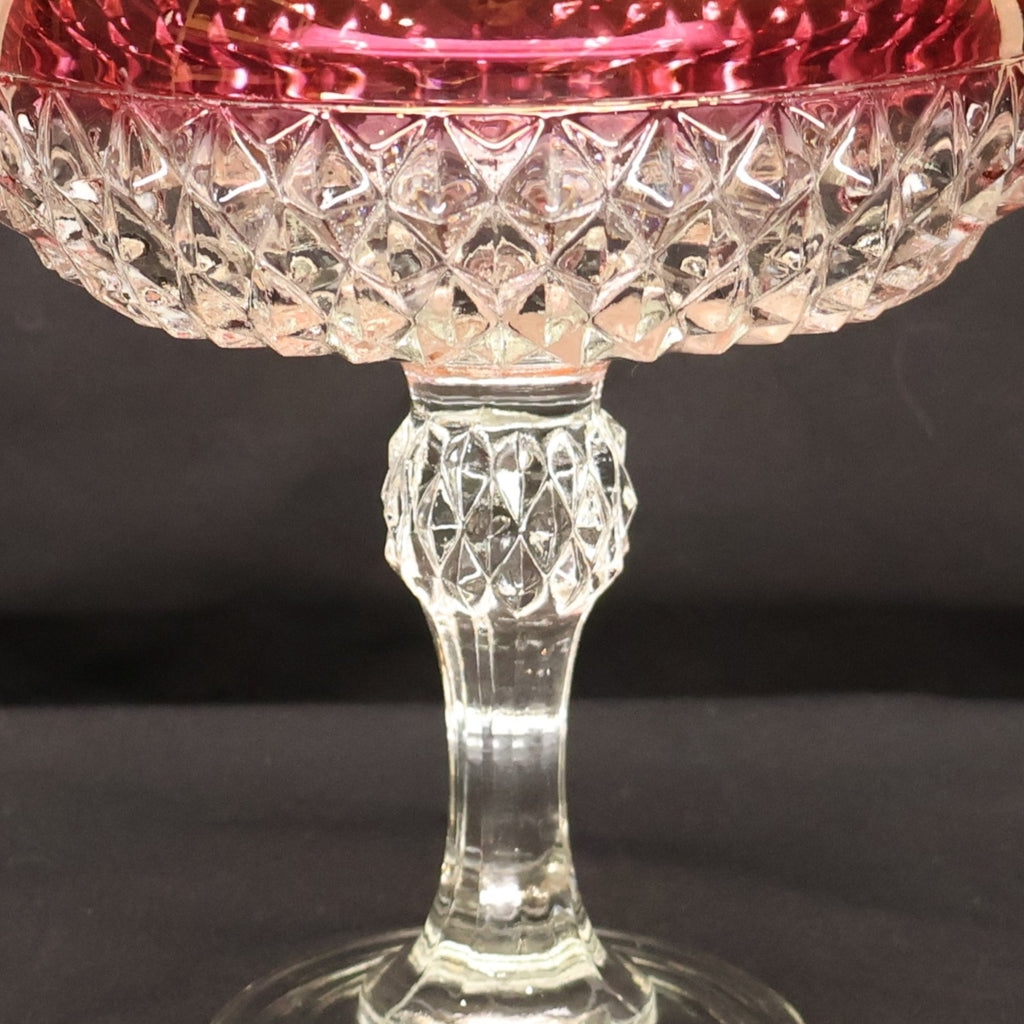 Indiana Glass Diamond Point Ruby-Flashed Pedestal Compote