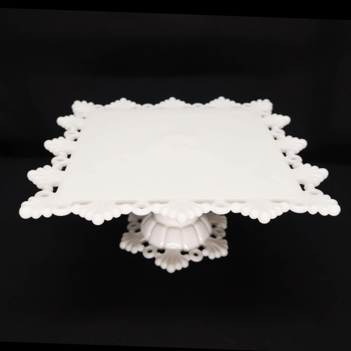 Westmoreland Ring and Petal Milk Glass Cake Stand