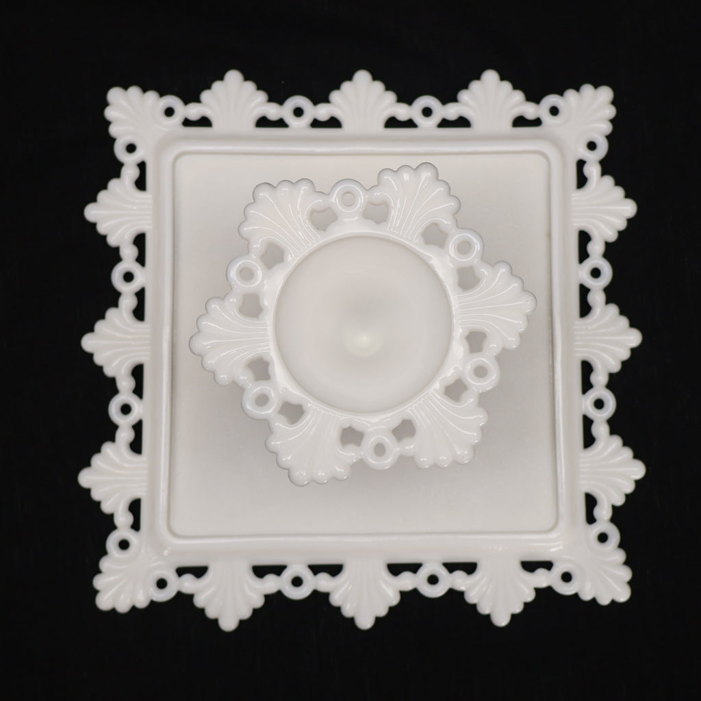Westmoreland Ring and Petal Milk Glass Cake Stand
