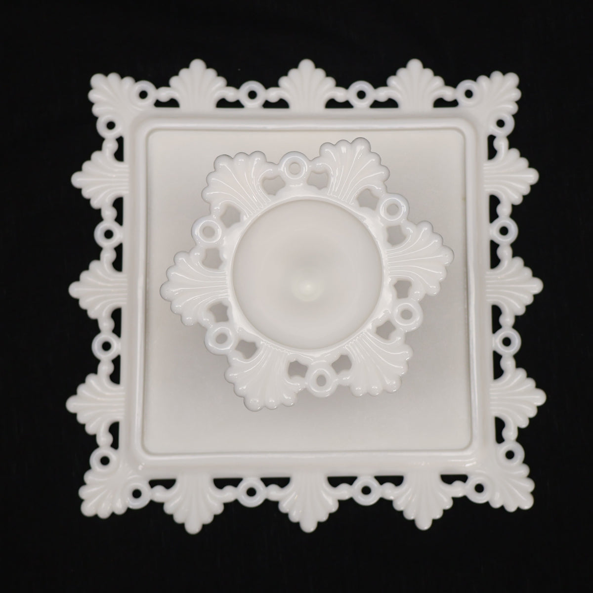 Westmoreland Ring and Petal Milk Glass Cake Stand