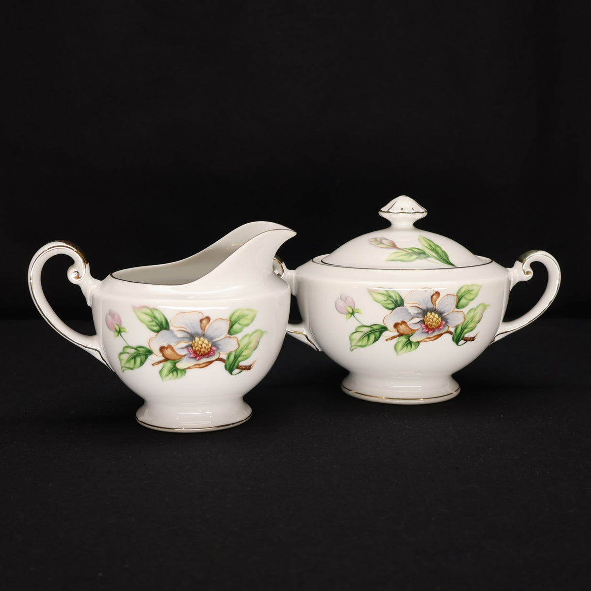 Roselyn Dogwood Creamer and Covered Sugar Bowl