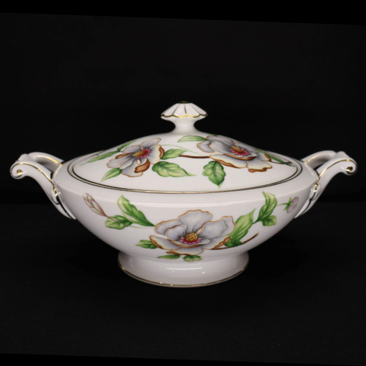 Roselyn China Dogwood Round Covered Vegetable Bowl
