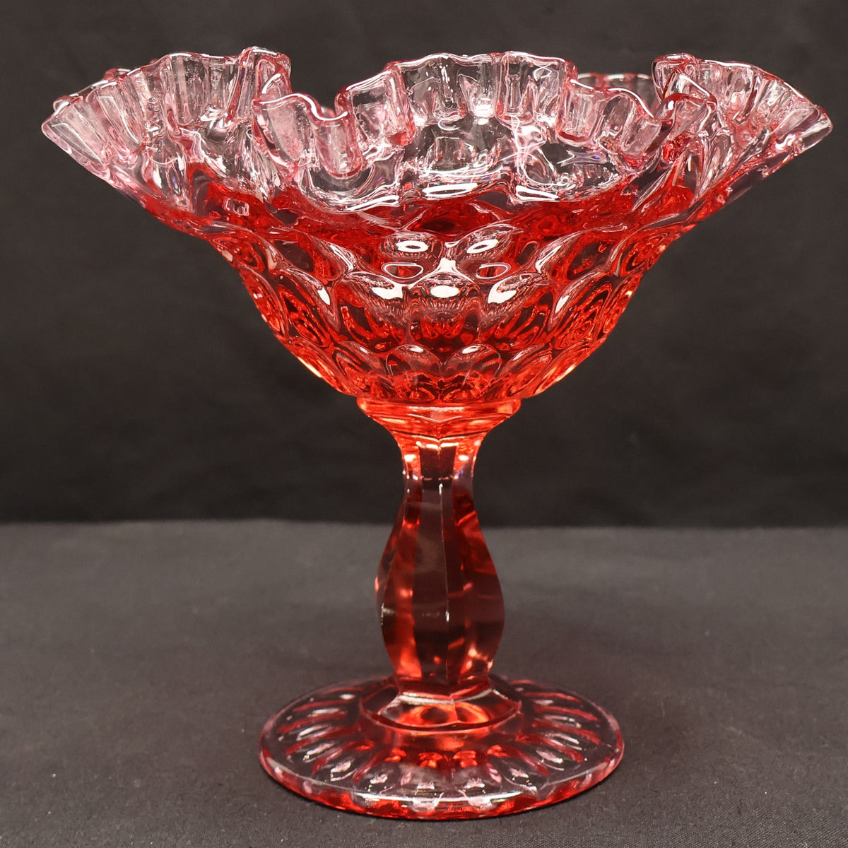 Fenton Colonial Pink Thumbprint Compote