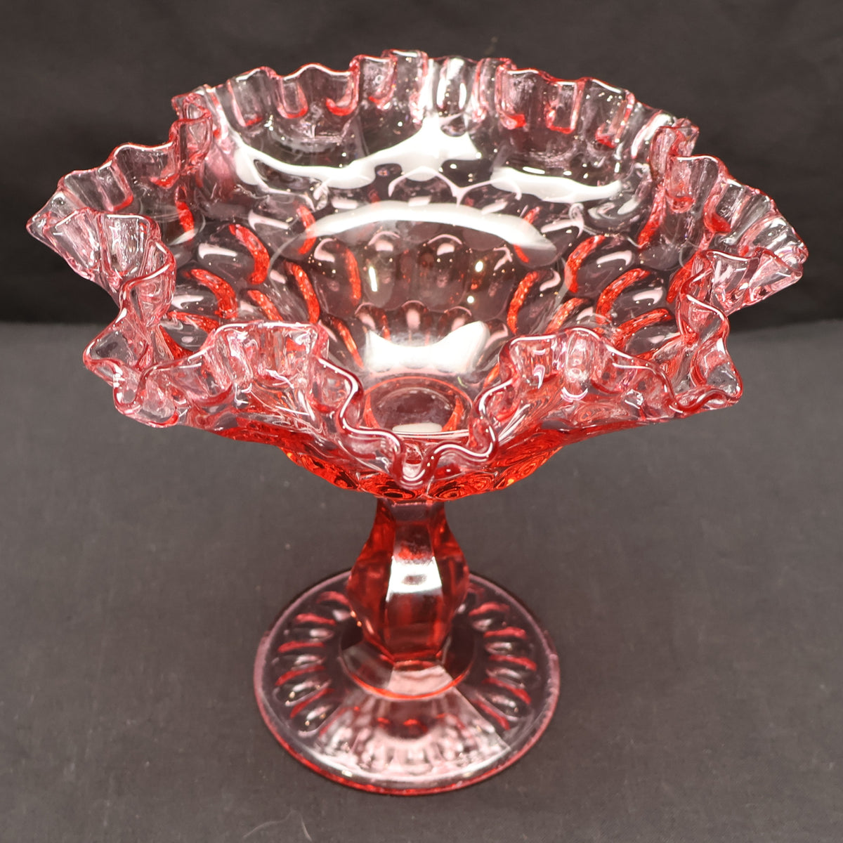 Fenton Colonial Pink Thumbprint Compote