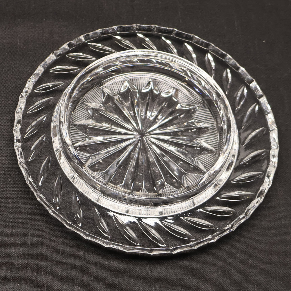 Small Round Covered Butter Dish - Eleanor Cut Crystal