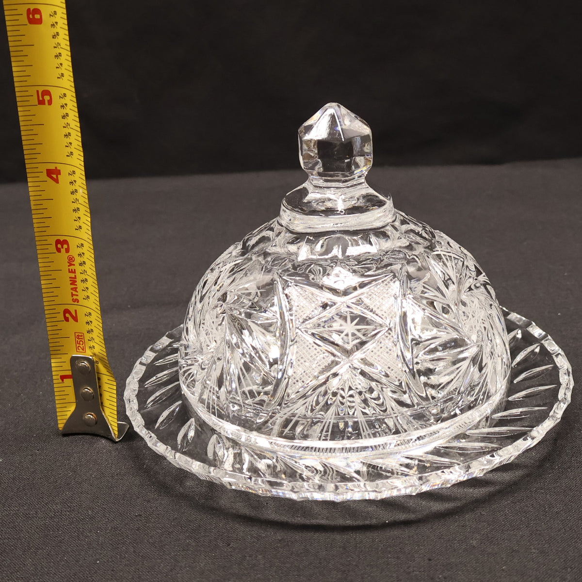 Small Round Covered Butter Dish - Eleanor Cut Crystal