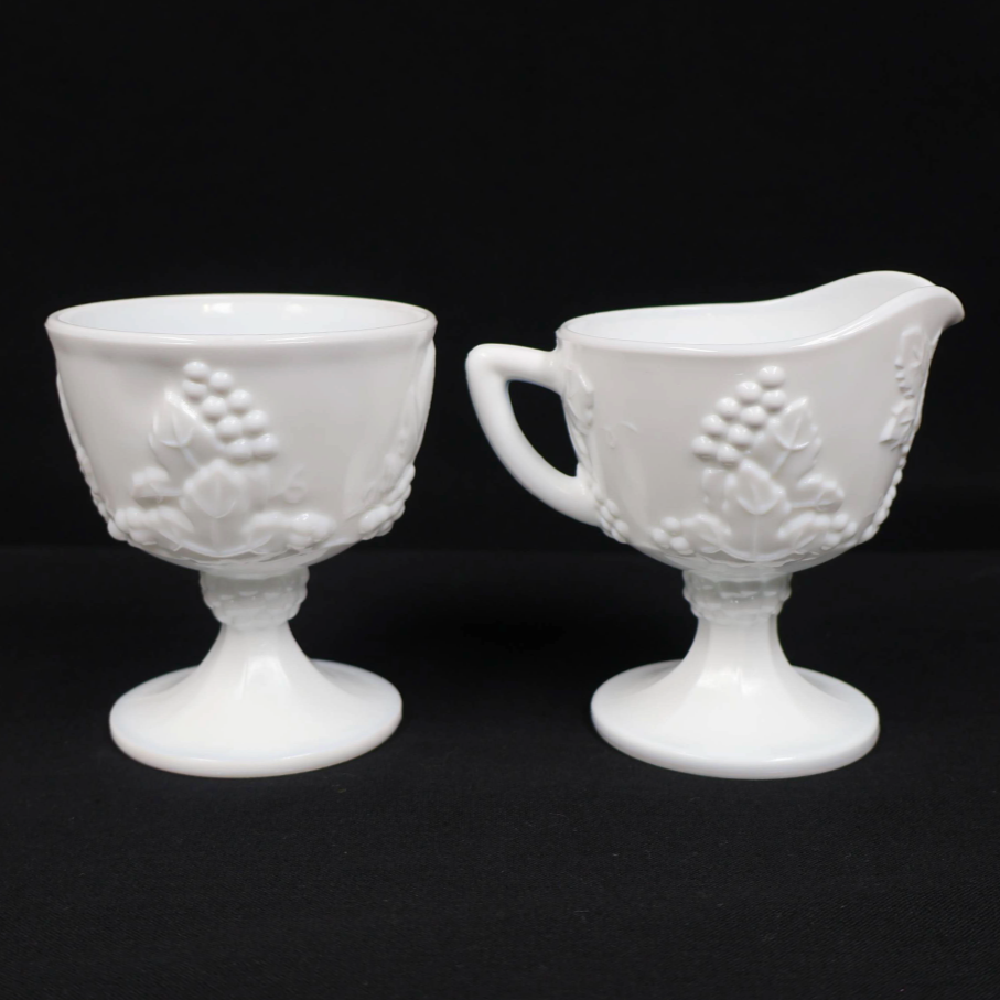 Indiana Glass Milk Glass Harvest Open Sugar and Creamer
