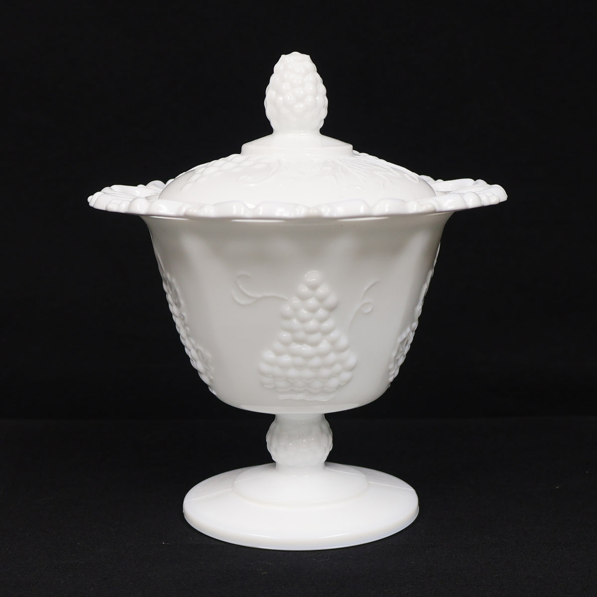 Indiana Glass Milk Glass Harvest Lidded Compote