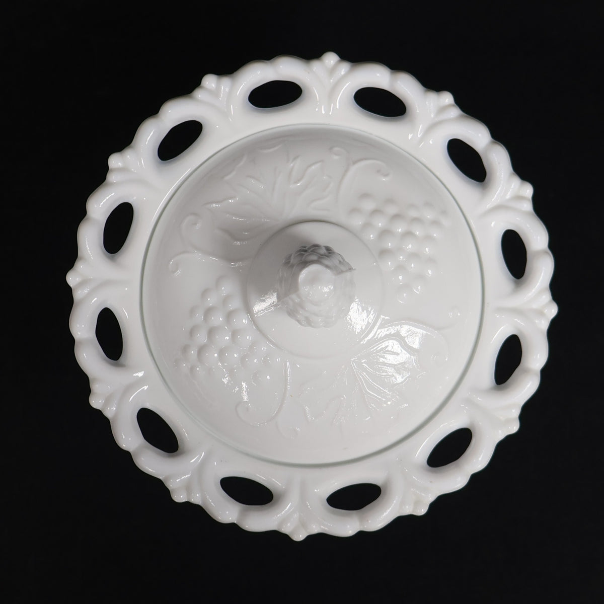 Indiana Glass Milk Glass Harvest Lidded Compote