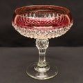 Indiana Glass Diamond Point Ruby-Flashed Pedestal Compote