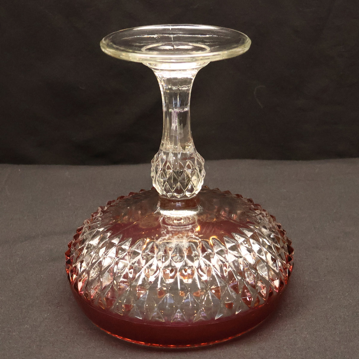 Indiana Glass Diamond Point Ruby-Flashed Pedestal Compote