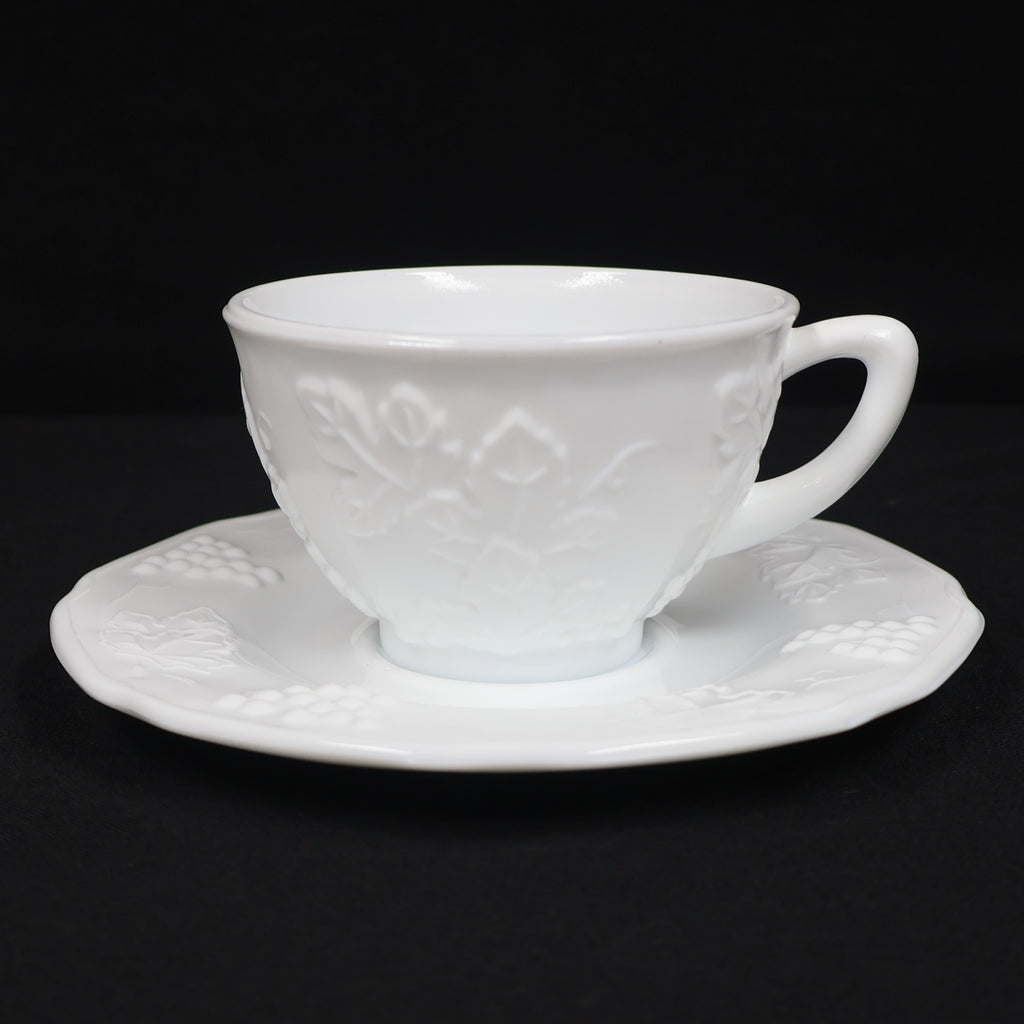 Indiana Glass Milk Glass Harvest Cup and Saucer