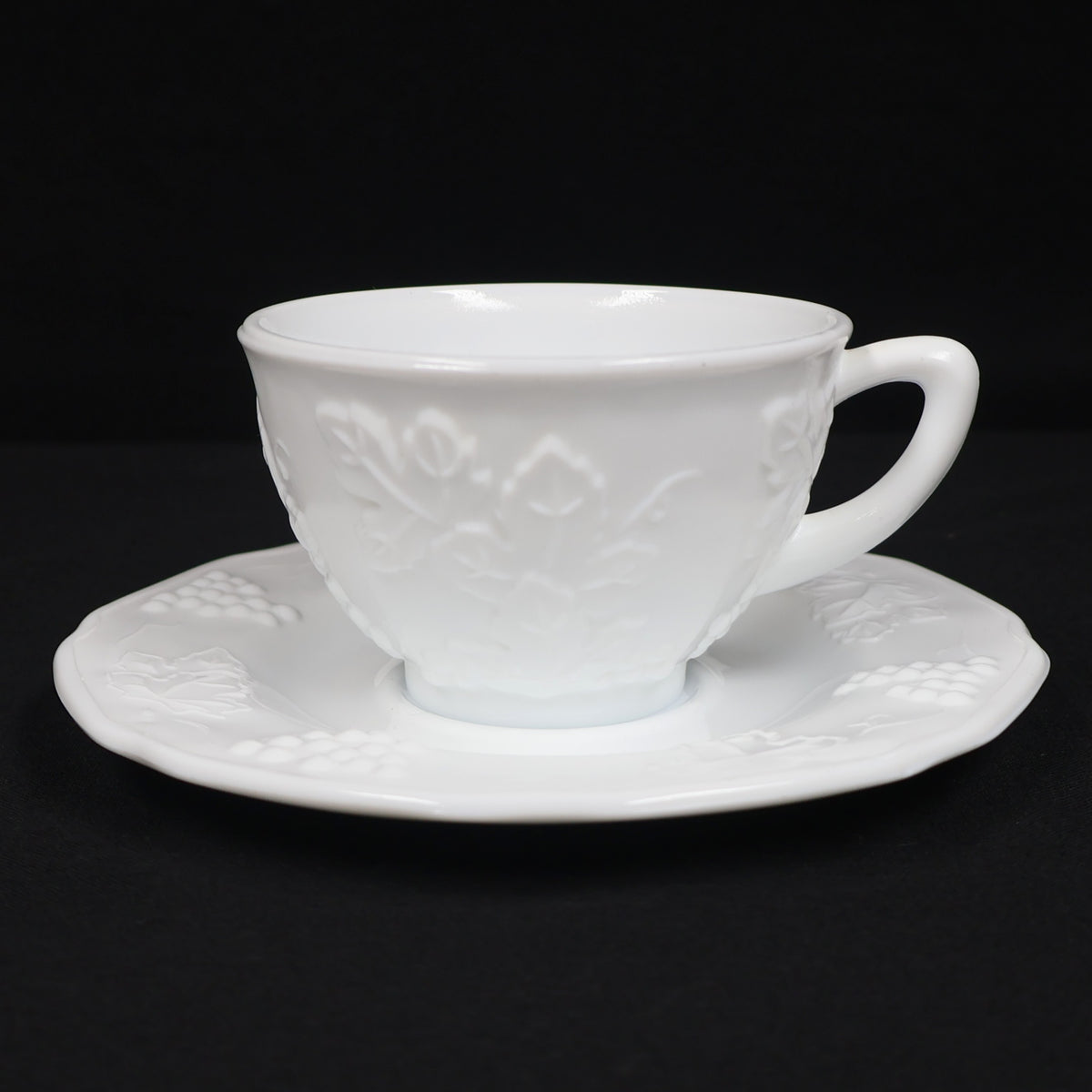 Indiana Glass Milk Glass Harvest Cup and Saucer
