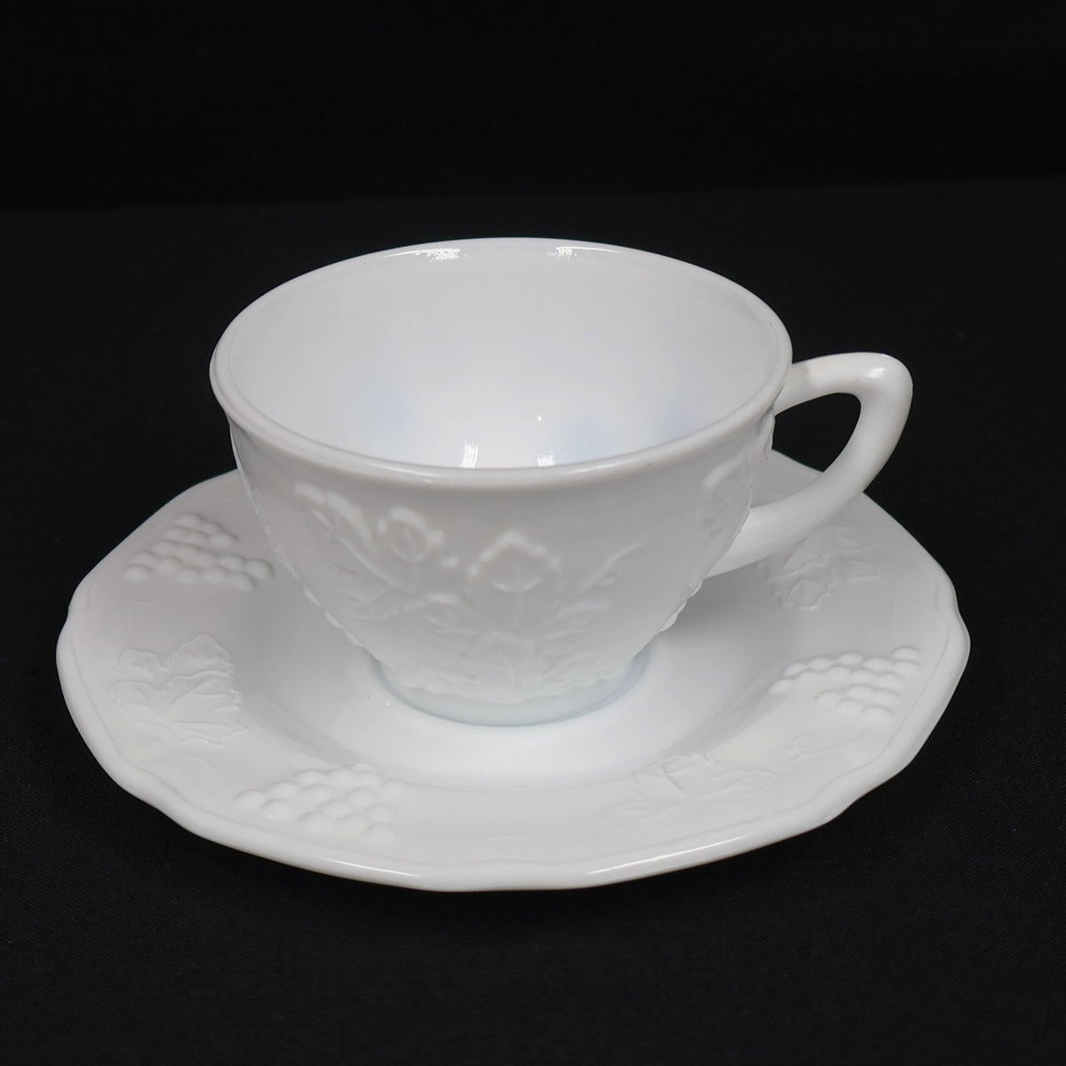 Indiana Glass Milk Glass Harvest Cup and Saucer