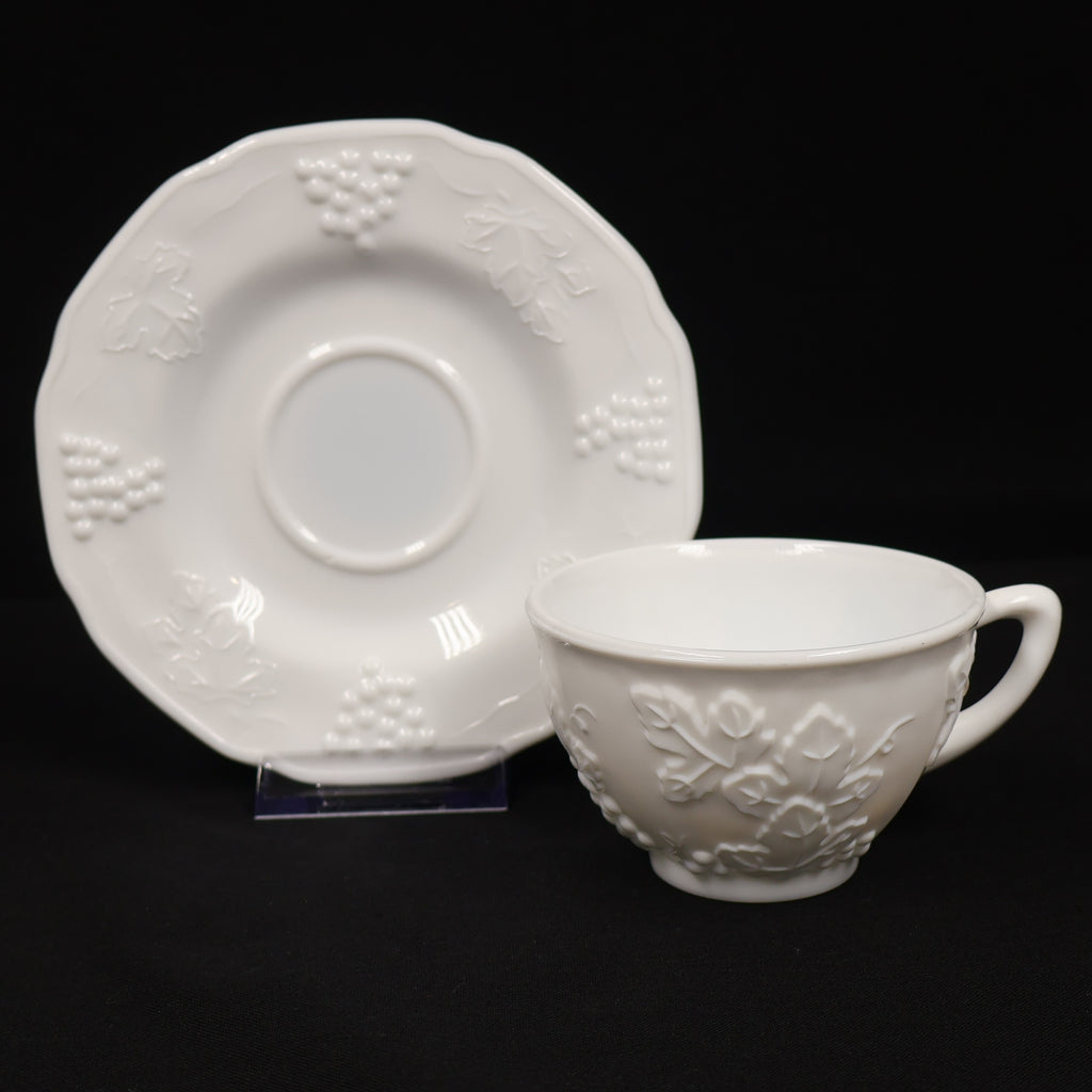 Indiana Glass Milk Glass Harvest Cup and Saucer