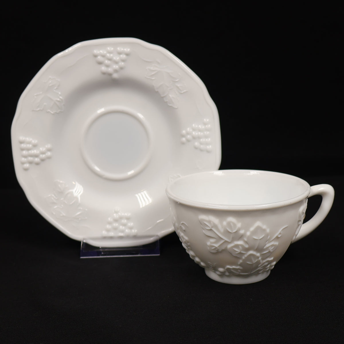 Indiana Glass Milk Glass Harvest Cup and Saucer