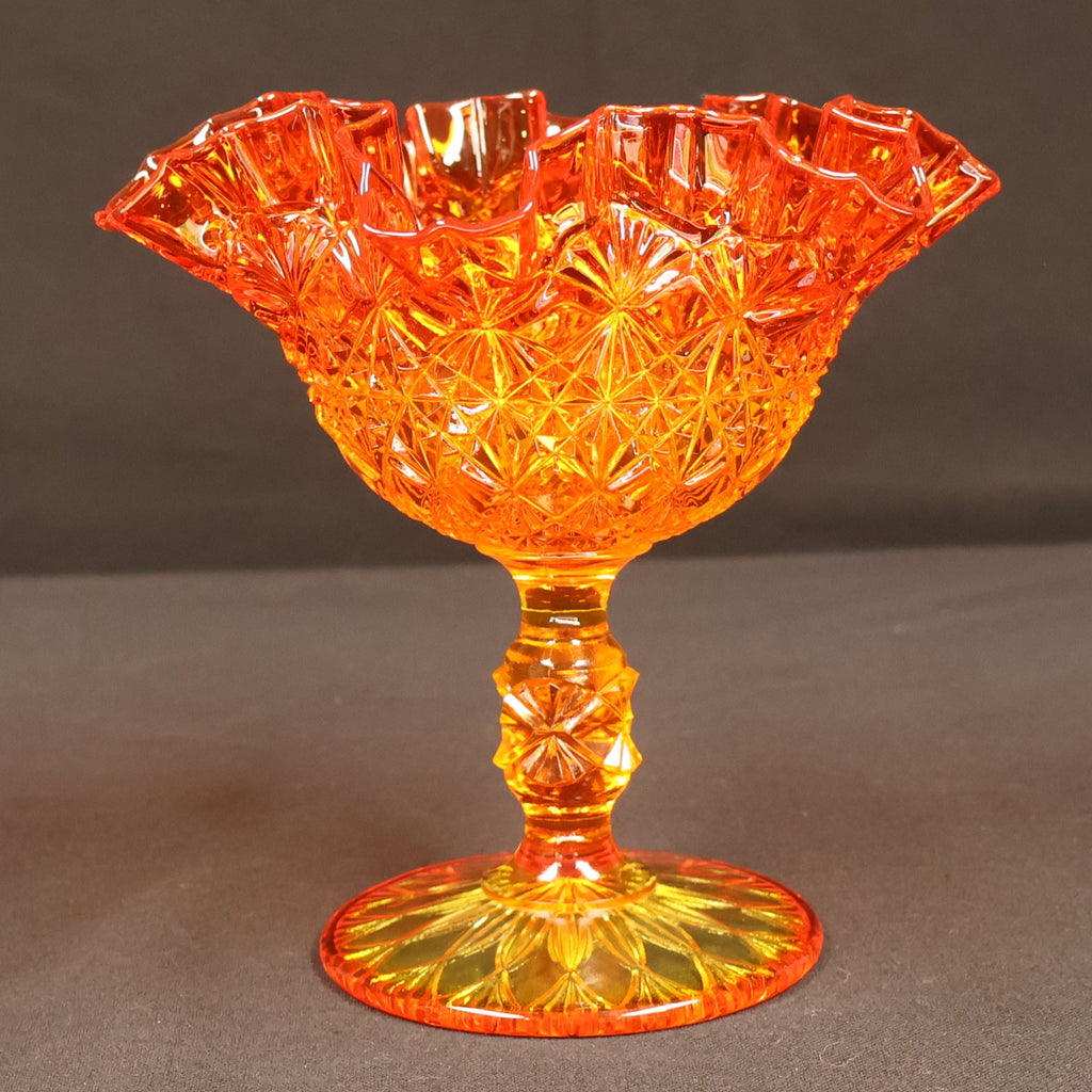 Fenton Amberina Glass Ruffled Pedestal Compote