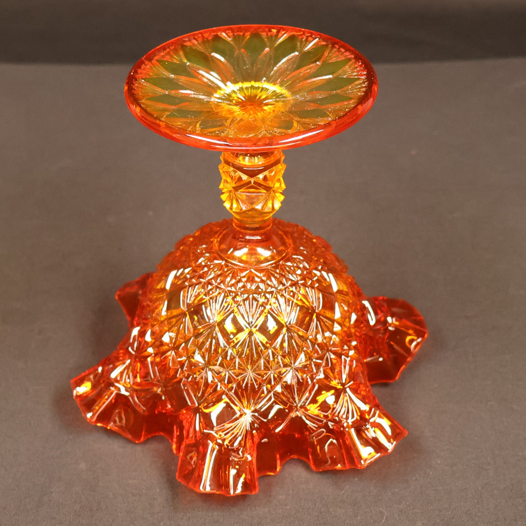Fenton Amberina Glass Ruffled Pedestal Compote