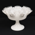 Fenton Silver Crest Milk Glass Ruffled Pedestal Compote
