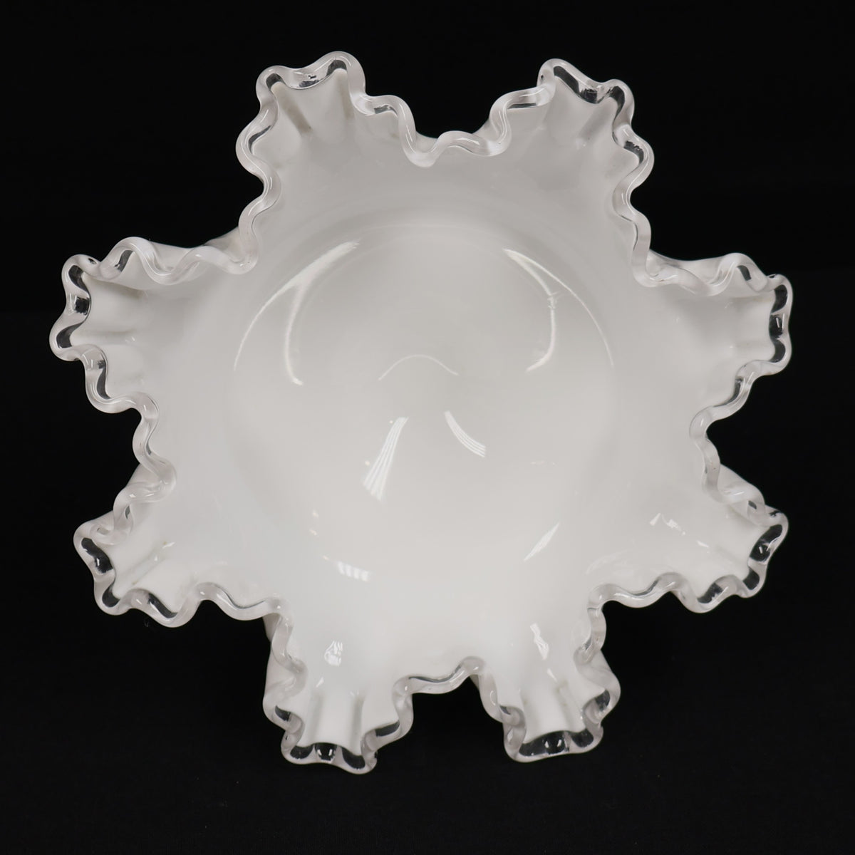 Fenton Silver Crest Milk Glass Ruffled Pedestal Compote
