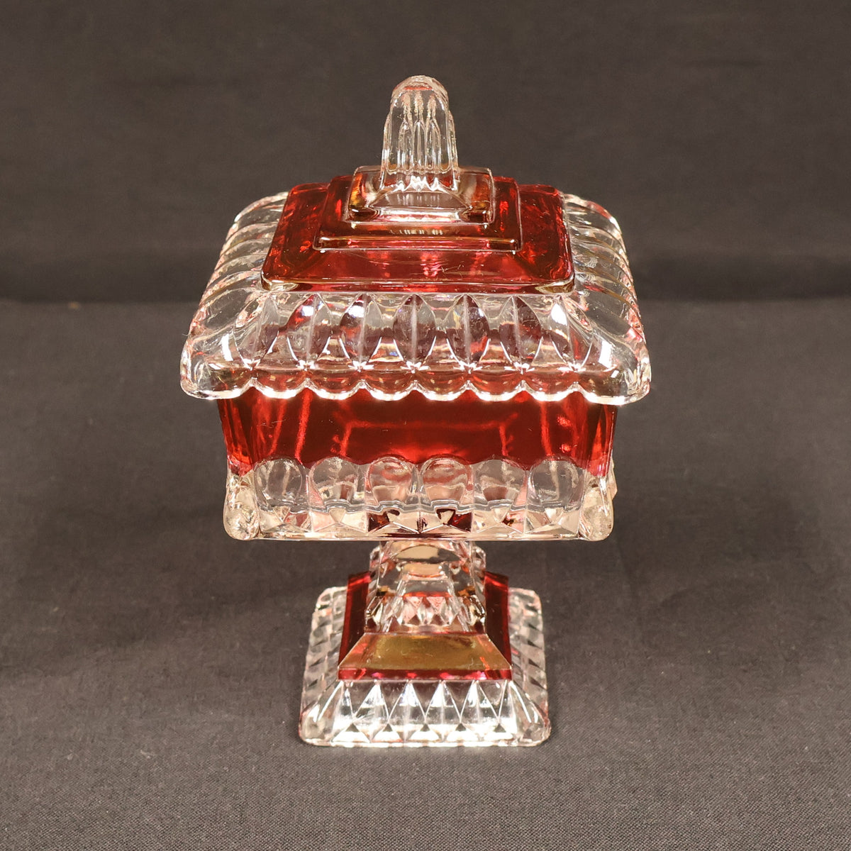 Westmoreland Ruby Flash Footed Lidded Compote