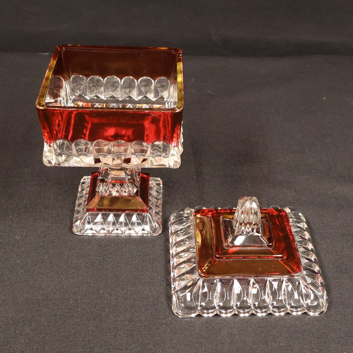 Westmoreland Ruby Flash Footed Lidded Compote