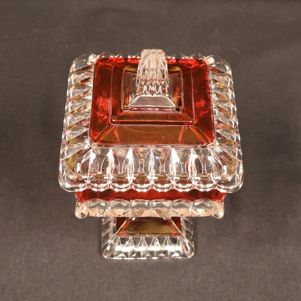 Westmoreland Ruby Flash Footed Lidded Compote