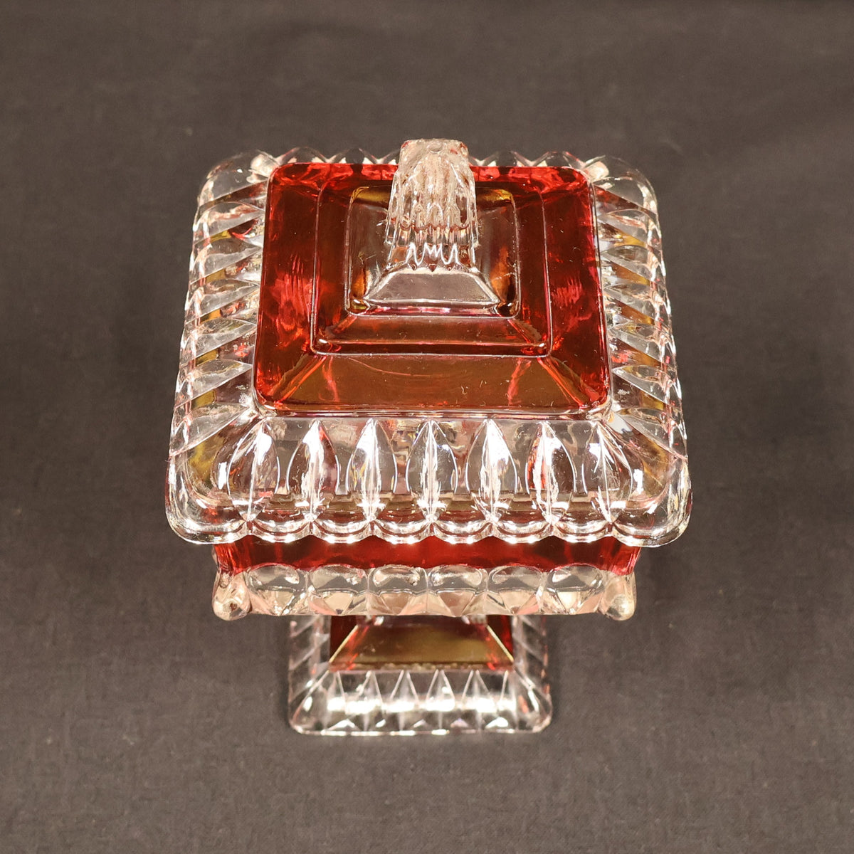 Westmoreland Ruby Flash Footed Lidded Compote