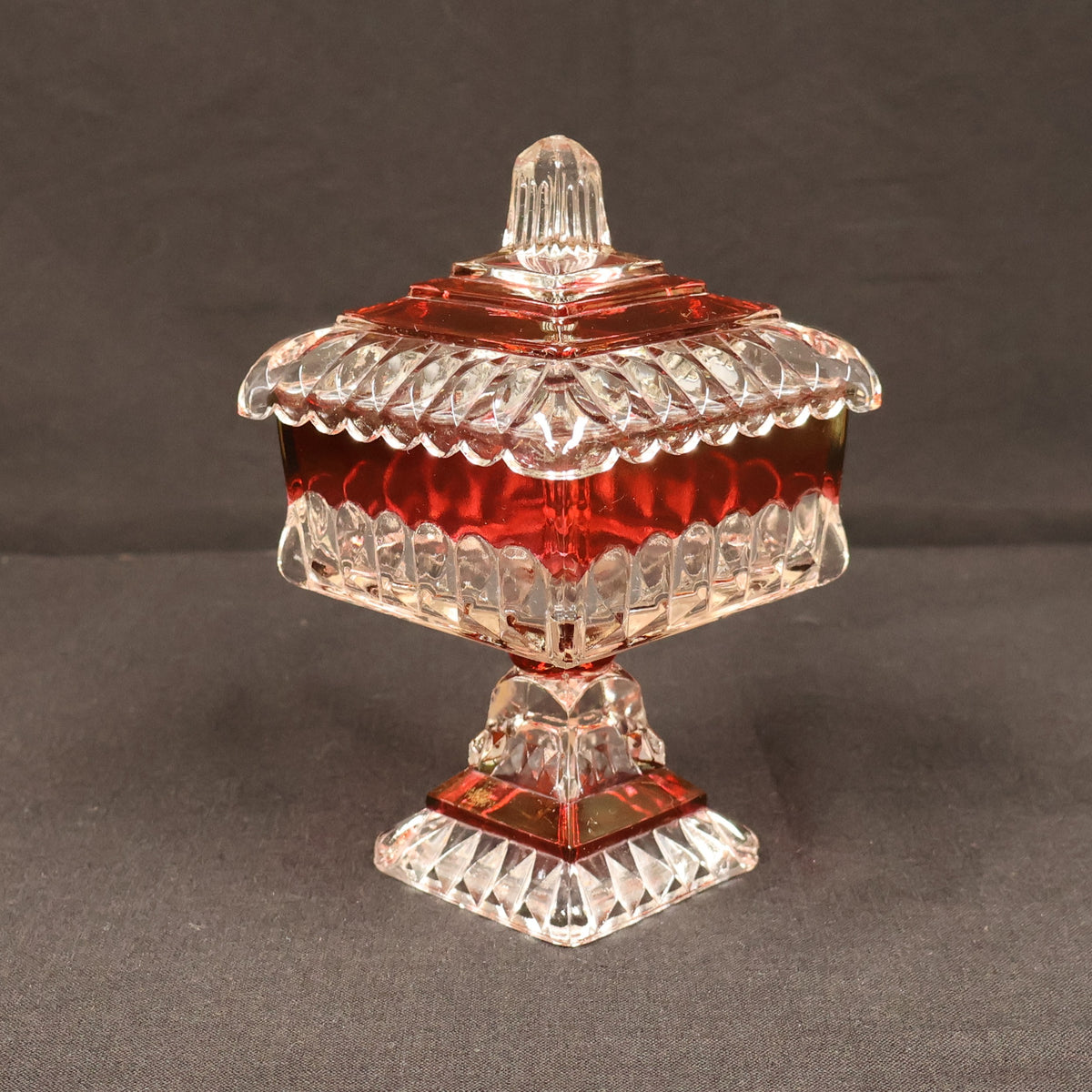 Westmoreland Ruby Flash Footed Lidded Compote