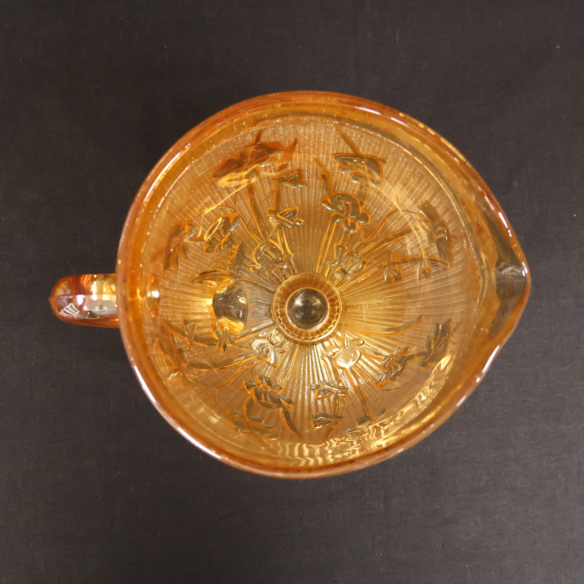 Jeannette Iris and Herringbone Marigold Carnival Glass Pitcher
