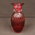 Pilgrim Glass Cranberry Optic Ribbed Bud Vase