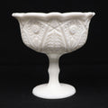 LE Smith Milk Glass Pedestal Compote Sunburst Pattern