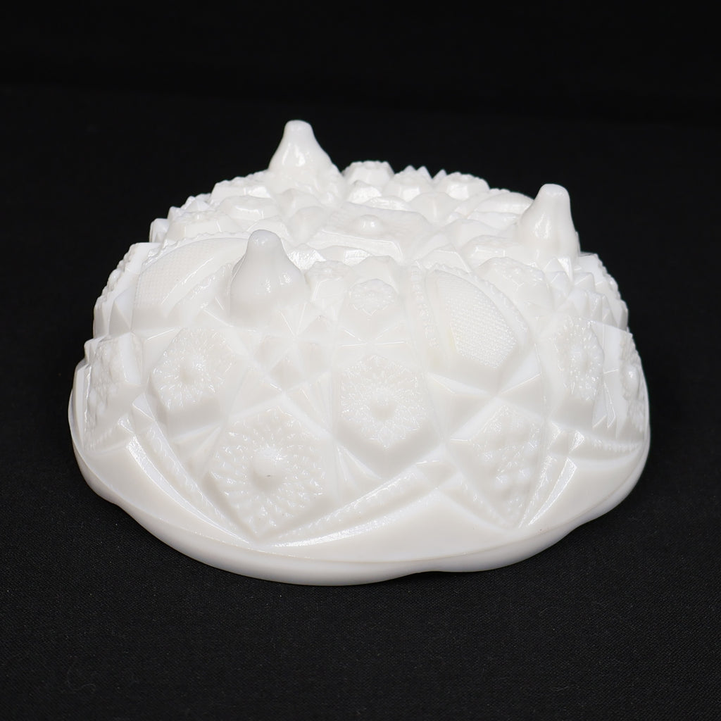 McKee Milk Glass Footed Bowl Toltec Pattern