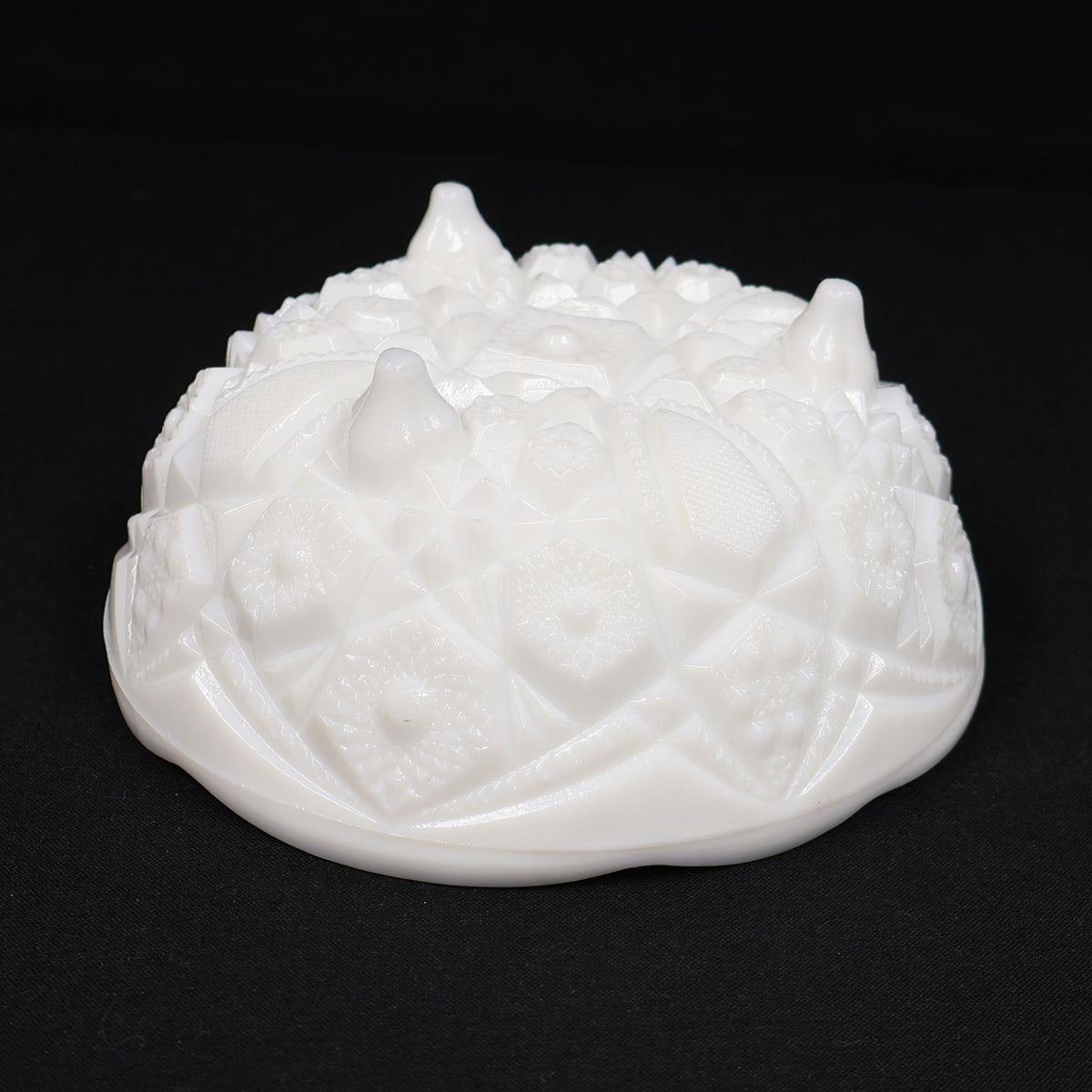 McKee Milk Glass Footed Bowl Toltec Pattern