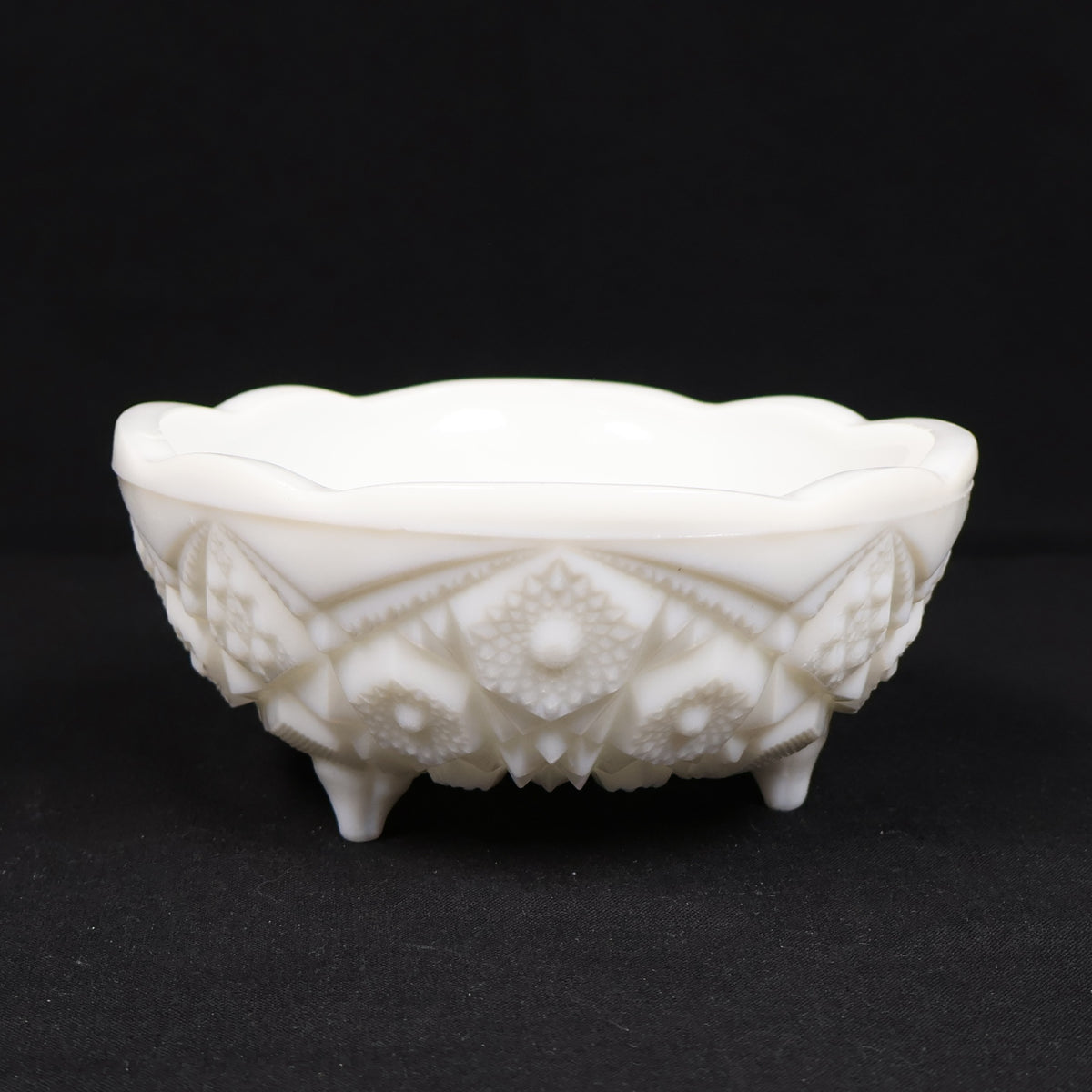 McKee Milk Glass Footed Bowl Toltec Pattern