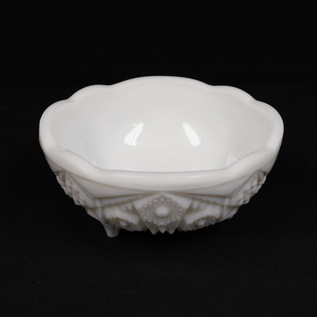 McKee Milk Glass Footed Bowl Toltec Pattern