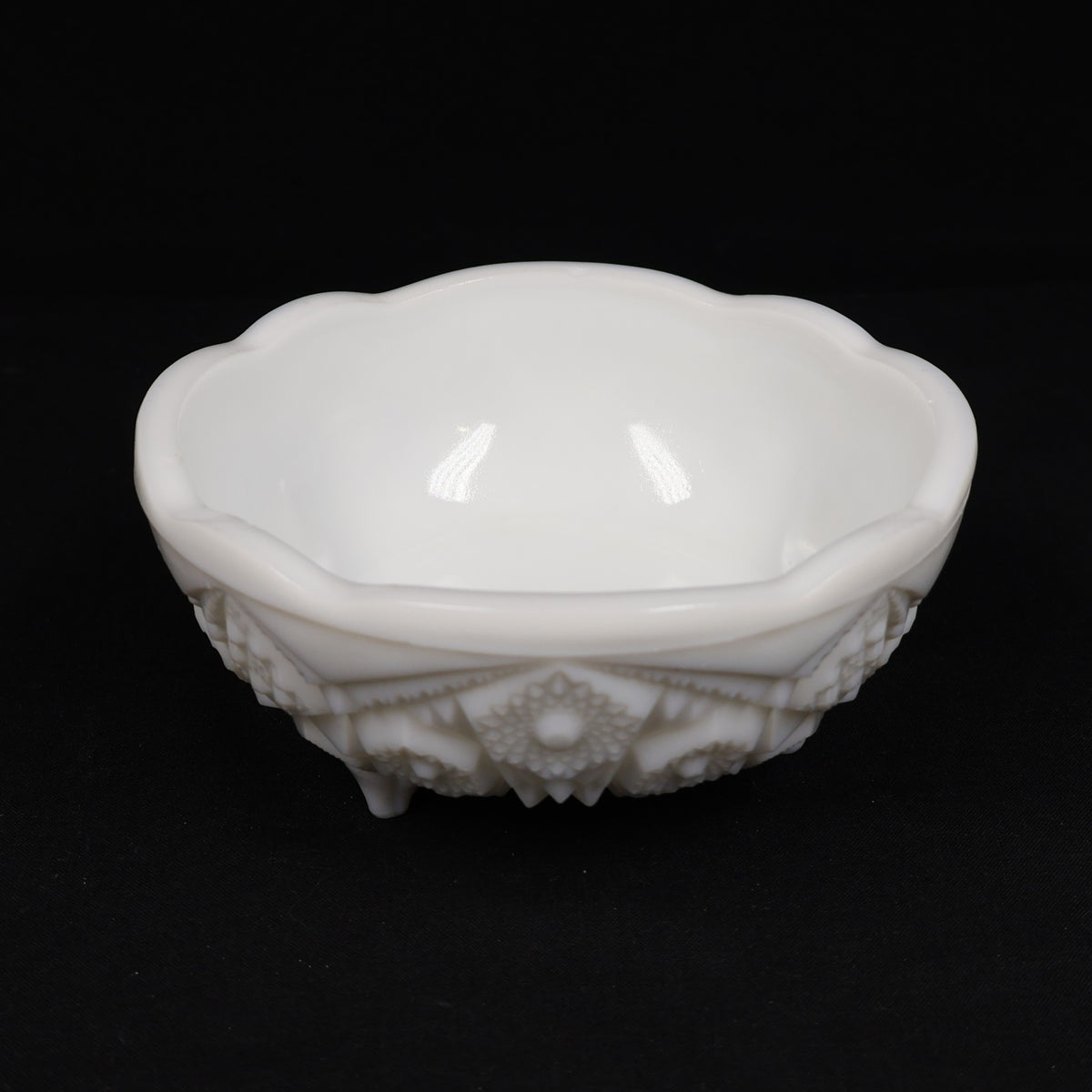 McKee Milk Glass Footed Bowl Toltec Pattern