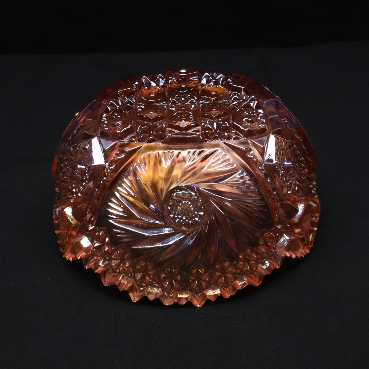 LE Smith Comet in the Stars Pink Carnival Glass Bowl