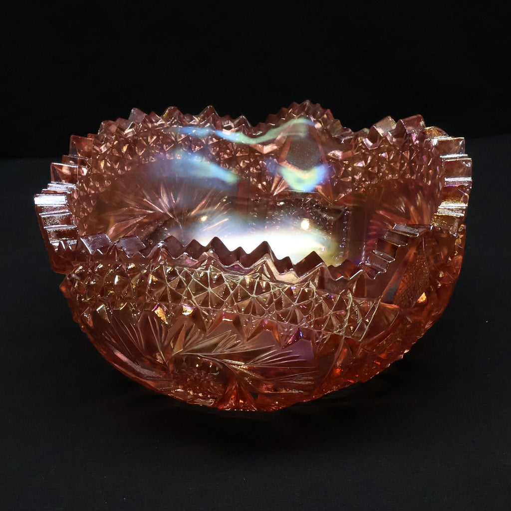 LE Smith Comet in the Stars Pink Carnival Glass Bowl