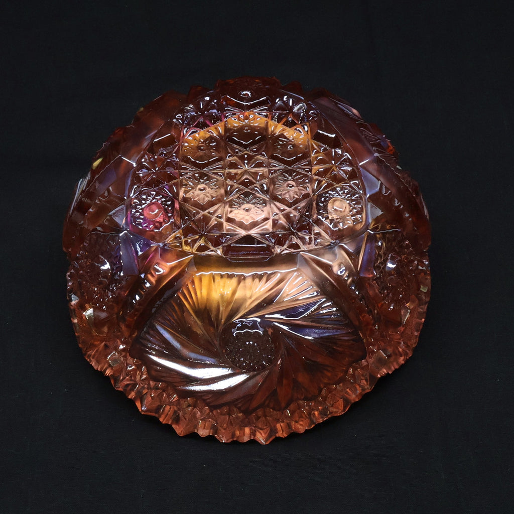 LE Smith Comet in the Stars Pink Carnival Glass Bowl