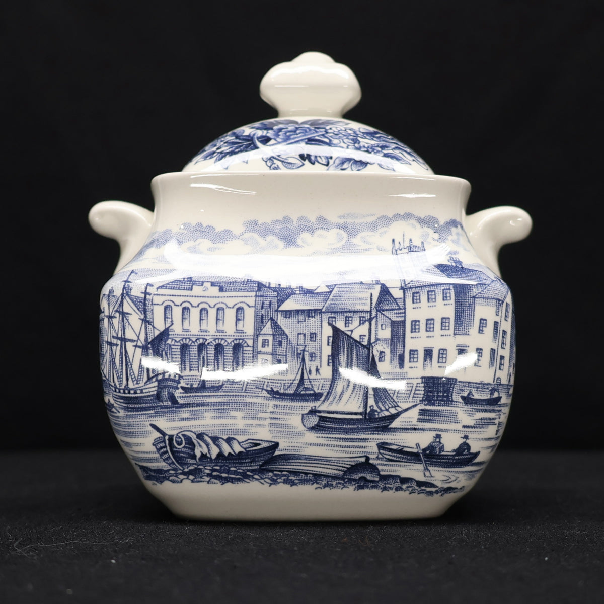 Historical Ports of England Covered Sugar Bowl and Creamer