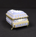 Sankyo Grand Piano Music Box Periwinkle Blue and Gold