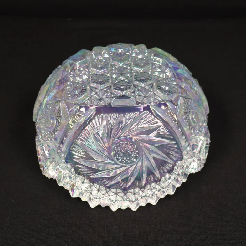 L.E. Smith Comet in the Stars Clear Iridescent Carnival Glass Bowl